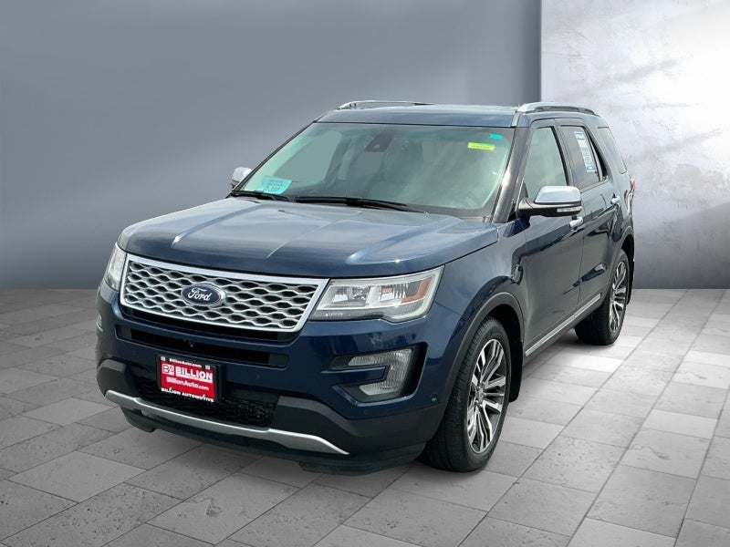 2016 Ford Explorer Platinum in Blue Jeans Metallic — front three-quarter view