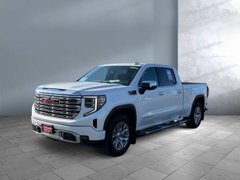 2023 GMC Sierra 1500 Denali in White Frost Tricoat — front three-quarter view