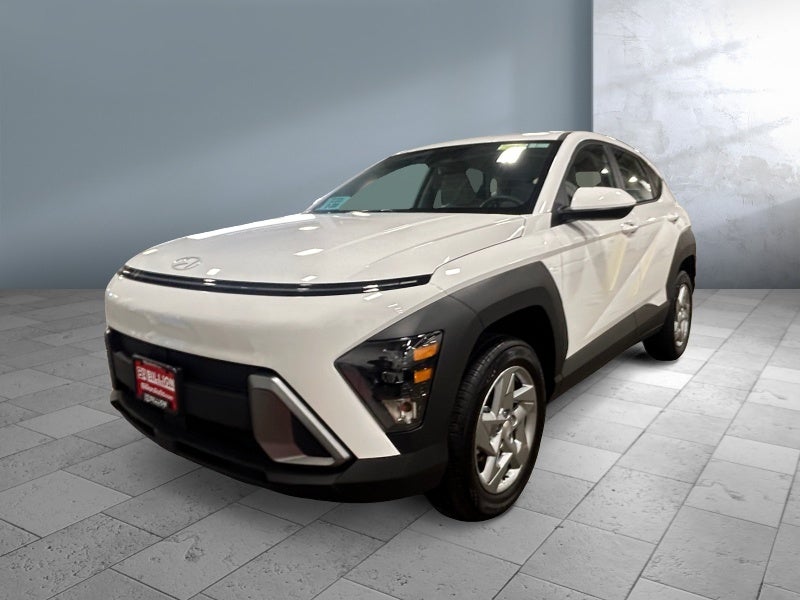 2024 Hyundai Kona SE in Atlas White — front three-quarter view