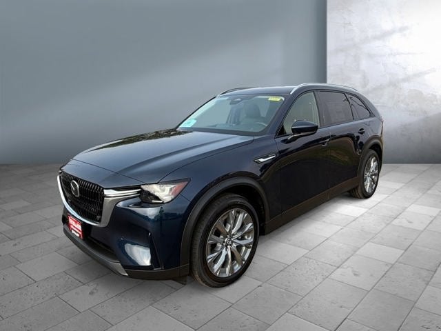 2026 Mazda Mazda CX-90 3.3 Turbo Preferred AWD in Deep Crystal Blue Mica — front three-quarter view